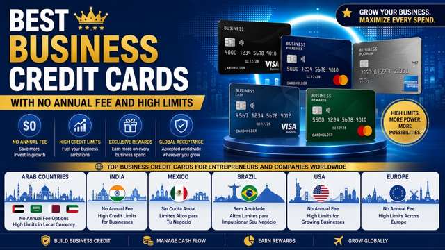 Best Business Credit Cards with No Annual Fee and High Limits